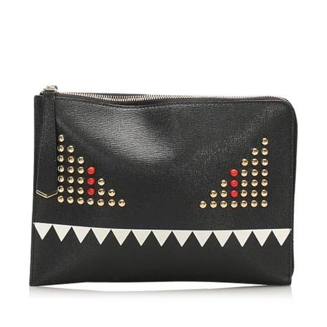 fendi monster leather clutch|Women's Luxury Clutches & Designer Pouches .